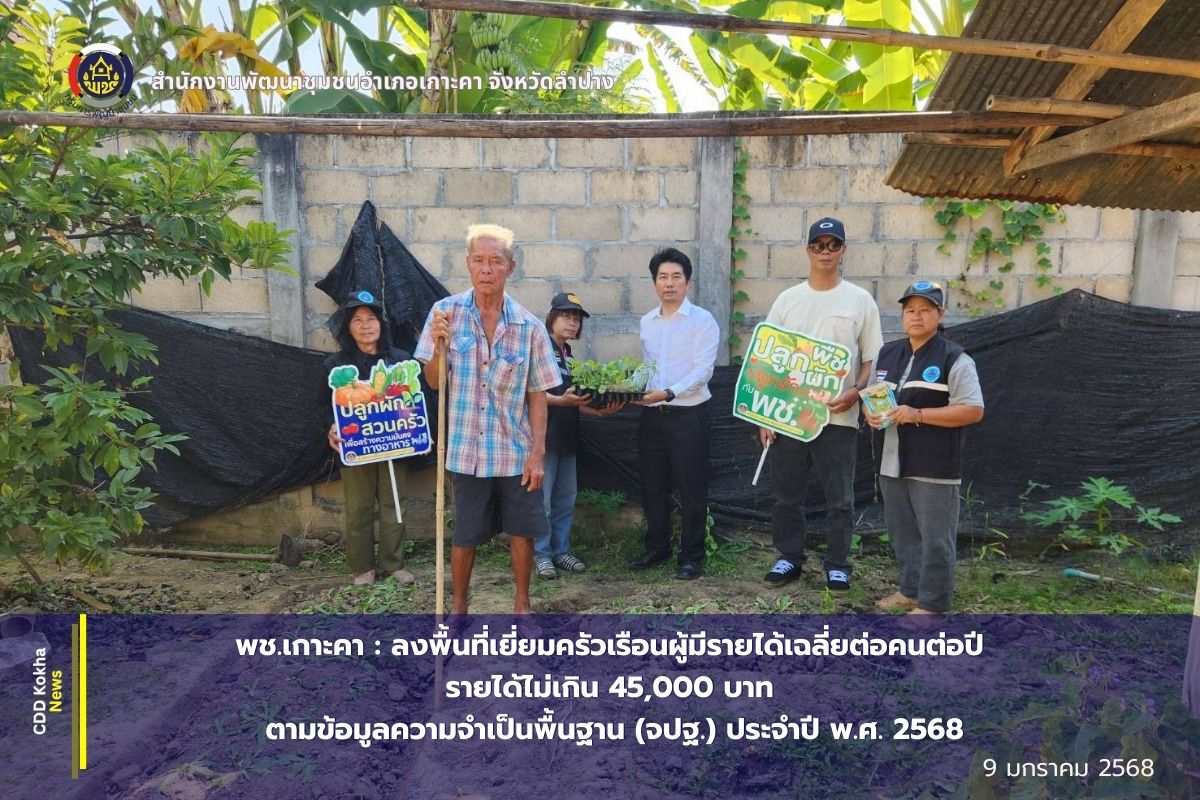 พช.เกาะคา : ลงพื้นที่เยี่ยมครัวเรือนผู้มีรายได้เฉลี่ยต่อคนต่อปี รายได้ไม่เกิน 45,000 บาท ตามข้อมูลความจำเป็นพื้นฐาน (จปฐ.) ประจำปี พ.ศ. 2568