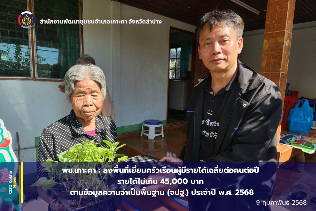 พช.เกาะคา : ลงพื้นที่เยี่ยมครัวเรือนผู้มีรายได้เฉลี่ยต่อคนต่อปี รายได้ไม่เกิน 45,000 บาท ตามข้อมูลความจำเป็นพื้นฐาน (จปฐ.) ประจำปี พ.ศ. 2568