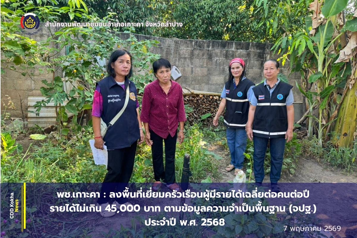 พช.เกาะคา : ลงพื้นที่เยี่ยมครัวเรือนผู้มีรายได้เฉลี่ยต่อคนต่อปี รายได้ไม่เกิน 45,000 บาท ตามข้อมูลความจำเป็นพื้นฐาน (จปฐ.) ประจำปี พ.ศ. 2568